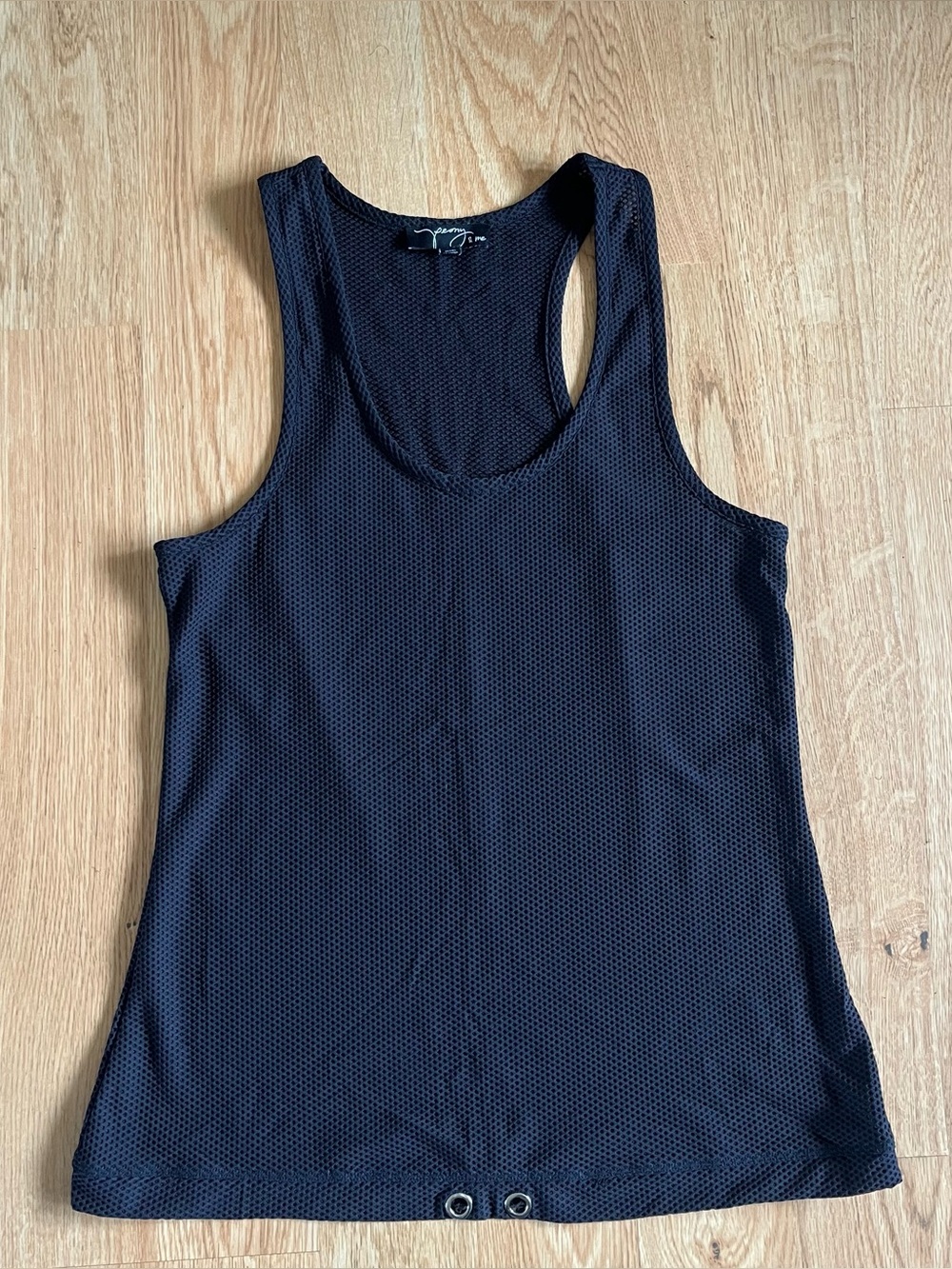 Peony & Me Women's M Black Mesh Racerback Scoop Neck Stretch Tank Top